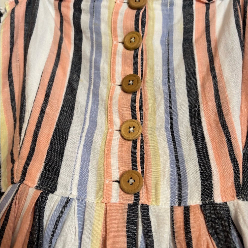 FREE PEOPLE Striped Maxi Dress with Button Detail. 100% Cotton. Size Medium - Picture 3 of 7
